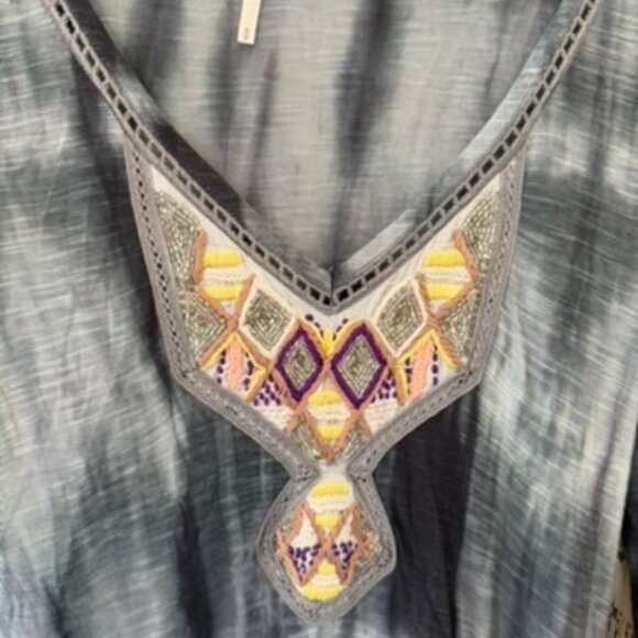 FREE PEOPLE TIE DYE RAYON JERSEY EMBROIDERED DRESS - Picture 7 of 7